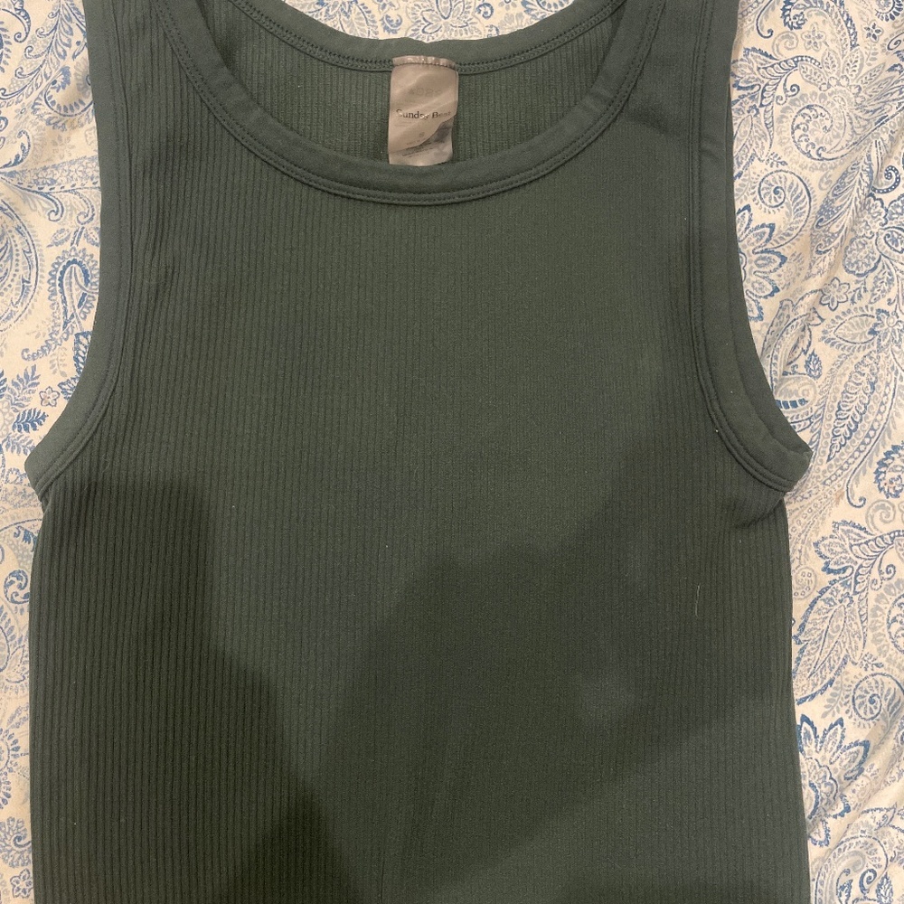 Green Sunday best ribbed tank